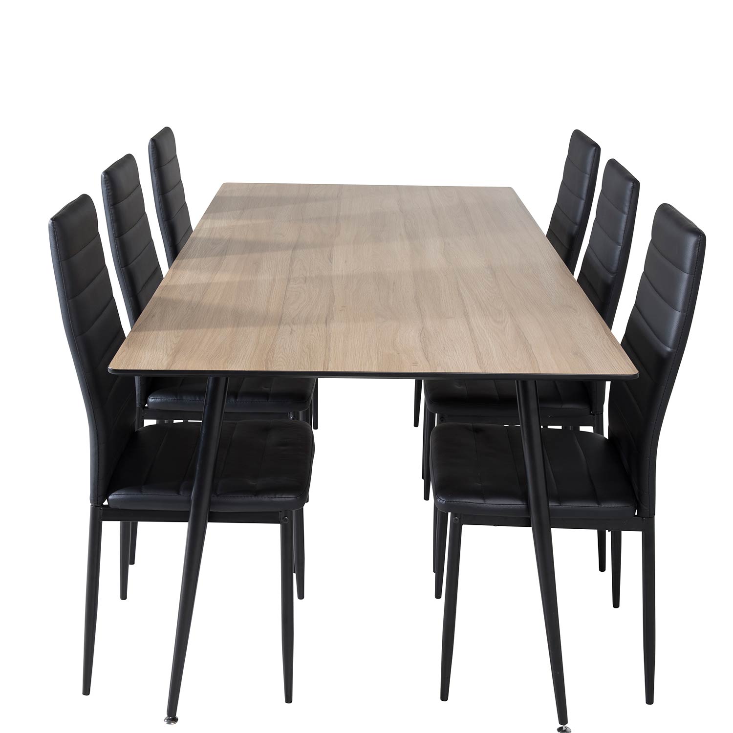 Silar Table -Melamine+Slim High Back Chair - - Black PU_6 Natur/Svart