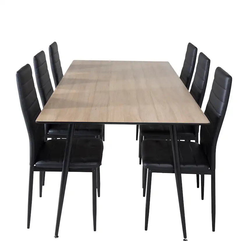 Silar Table -Melamine+Slim High Back Chair - - Black PU_6 Natur/Svart