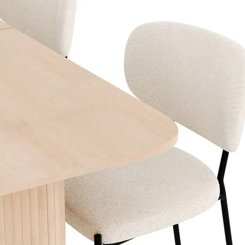 Matgrupp Bark Kopparbo Rektangulärt Matbord 180-240 cm Förlängningsbartt med 4 Gemmiano Matstol