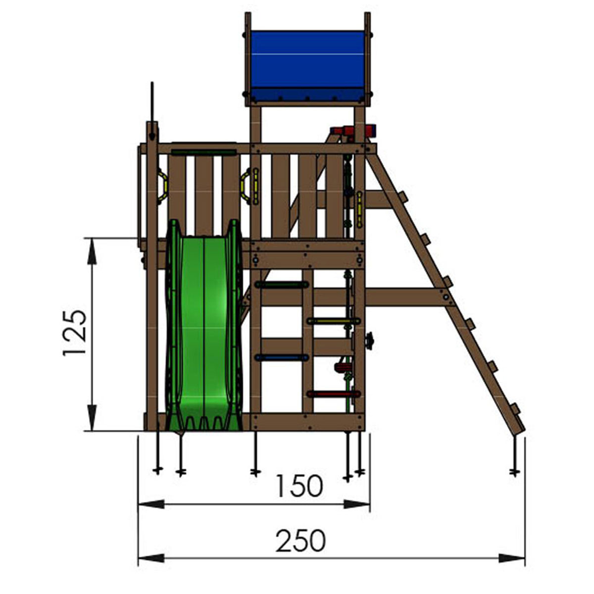 Klätterställning Jungle Gym Nomad Med Rutschkana Mörkgrön