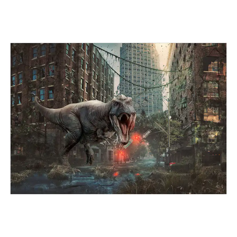 Fototapet Arkiio Självhäftande Dinosaur In The City