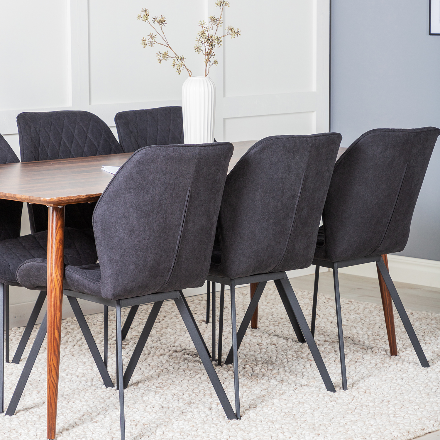 Polar Dining Table 180 cm+Gemma  Dining Chair Valnöt/Svart