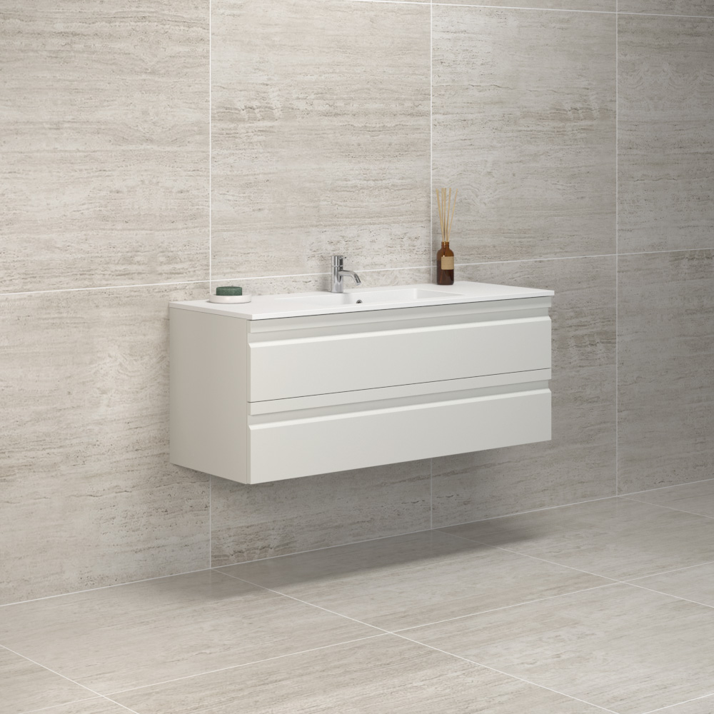 120,2 cm Minore set H48, 2lå. vit matt lak BxHxD: 120x50x45,5 cm, Matt Vit