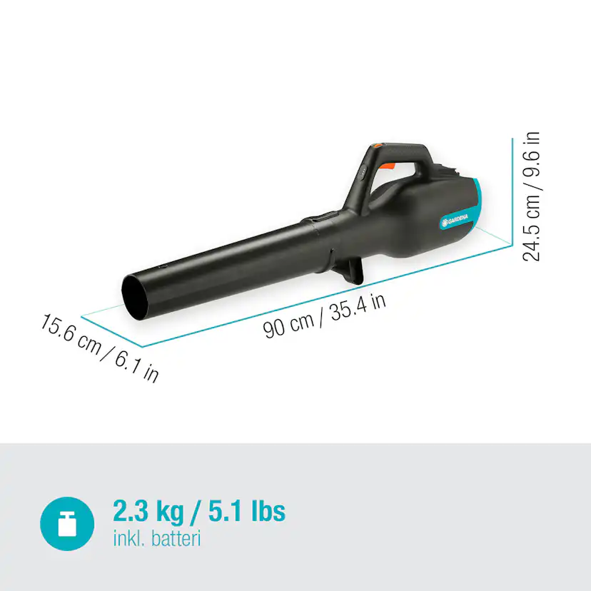 Lövblåsare Gardena PowerJet 18V P4A Komplett (2,5Ah batteri + standardladdare)
