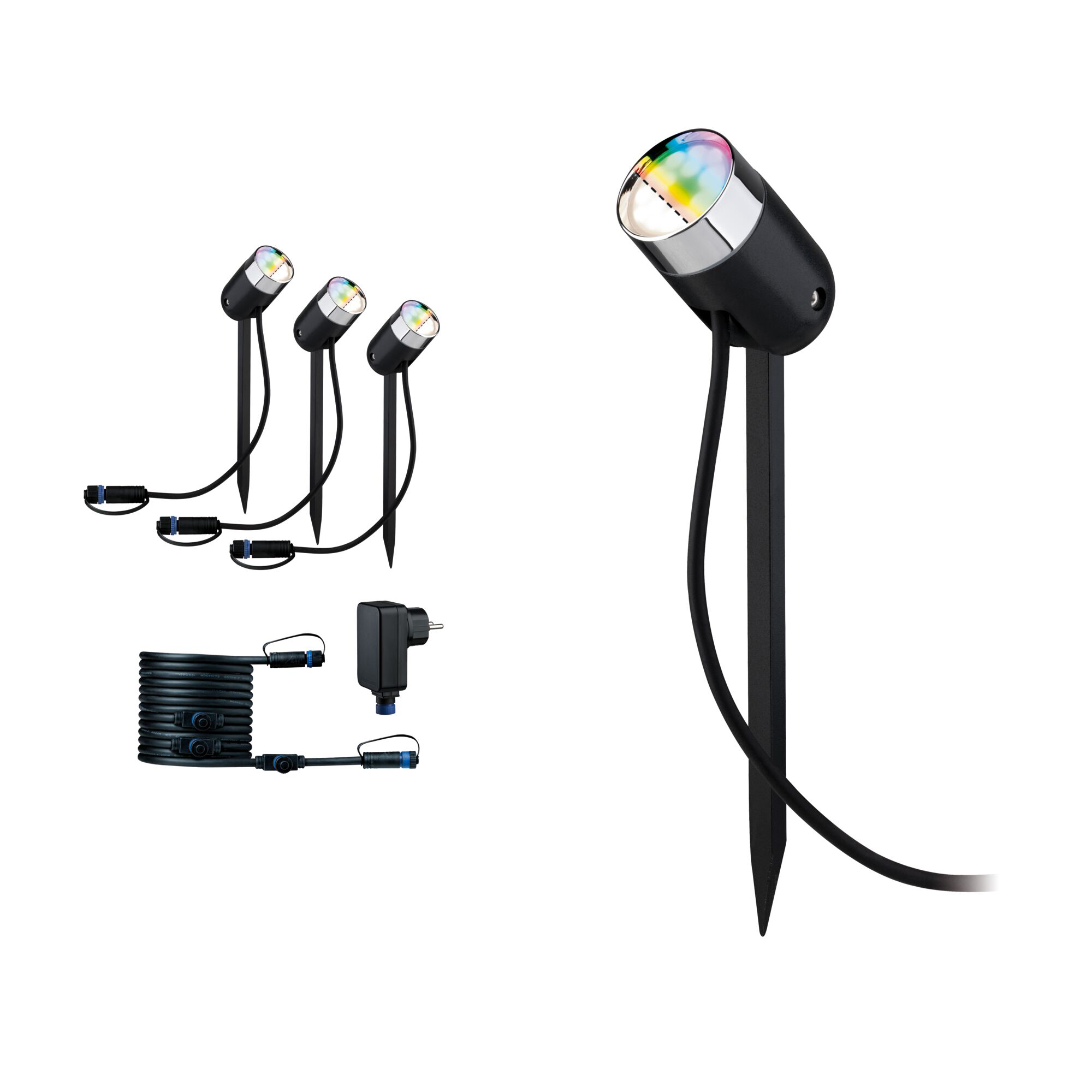 Spotlight Paulmann Pike Plug & Shine LED  Smart Home Zigbee 3.0 Pike IP65 24V 3-pack med Transformator och Kabel