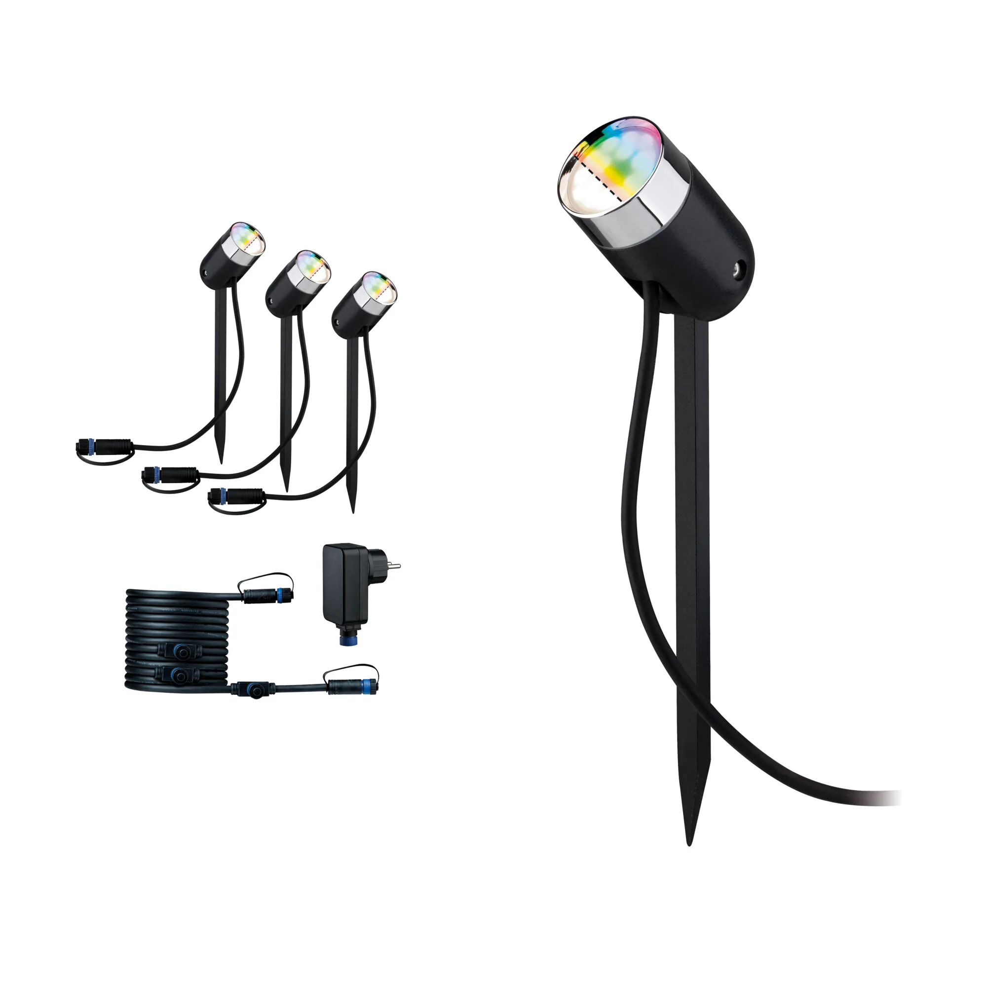 Spotlight Paulmann Pike Plug & Shine LED Smart Home Zigbee 3.0 Pike IP65 24V 3-pack med Transformator och Kabel