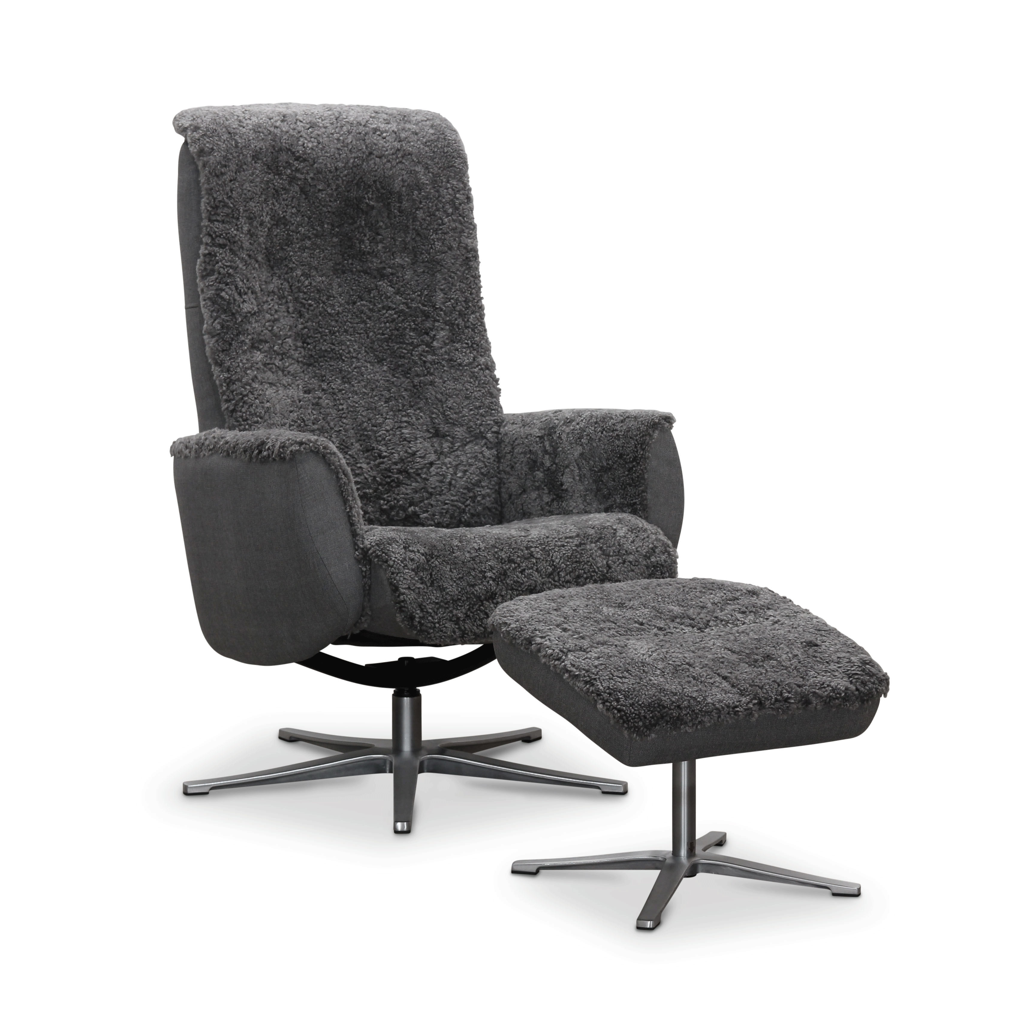 Ställbar fåtölj Hagagruppen Paris Fårskinn med Pall