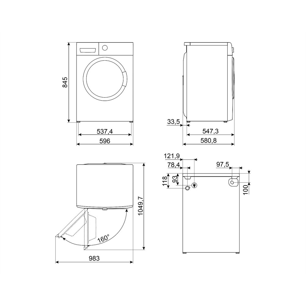 Frontmatad Tvättmaskin Smeg WNP04SEAIN med Ångfunktion och Invertermotor