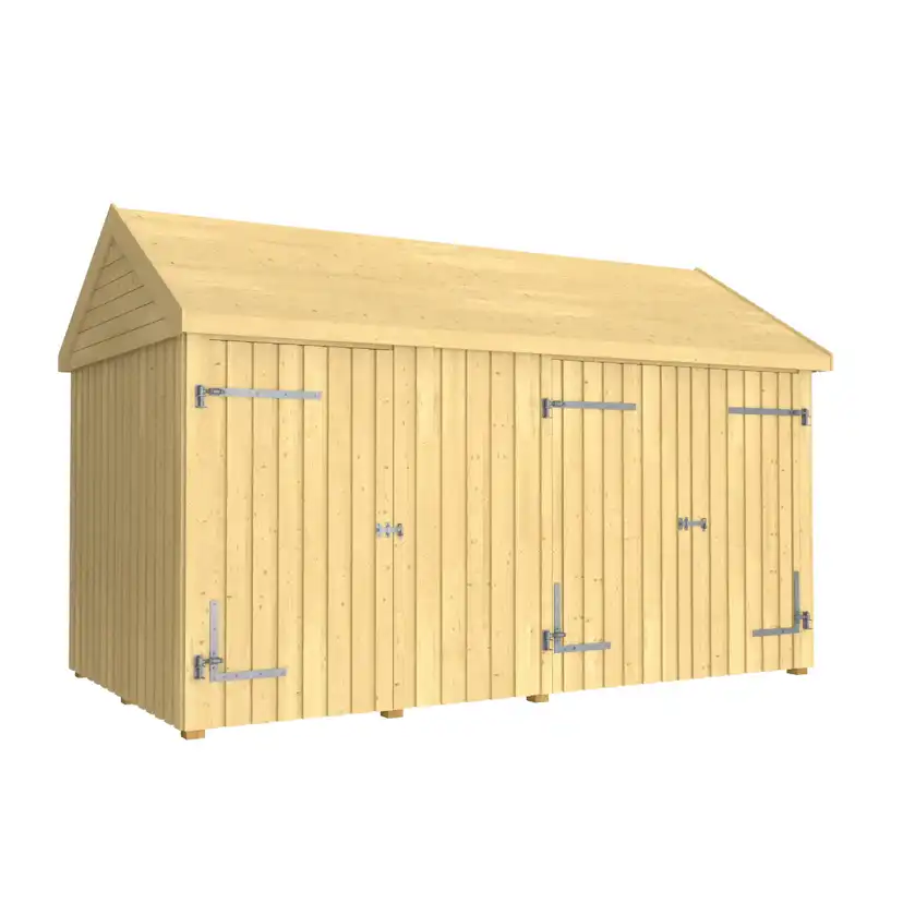 Classic Multi Trädgårdshus 10 m² - 2 moduler med enkel- och Utan takpapp, aluminiumslister och H-stolpfötter