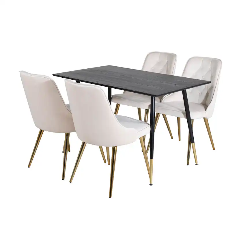 Matgrupp Venture Home Dipp med 4 Velvet Deluxe Stolar