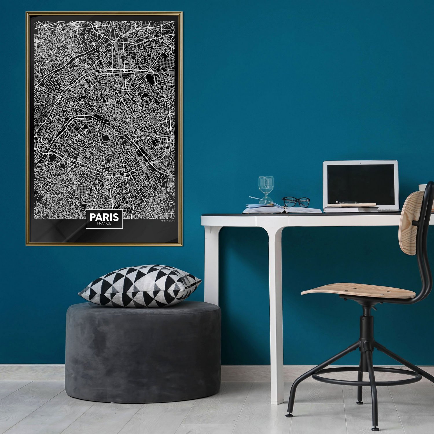 Poster Artgeist Affisch Dark Map of Paris