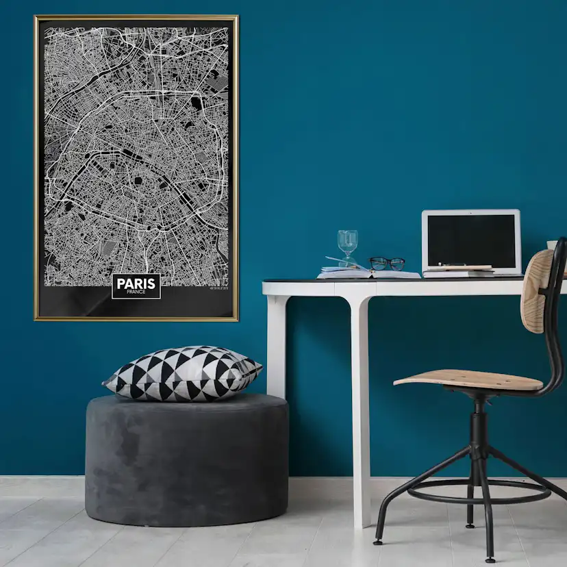 Poster Artgeist Affisch Dark Map of Paris