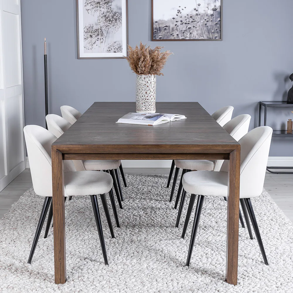 Slider Extention Table - Smoked Oak - 170+40+40cm +Velvet Di Natur/Svart/Vit