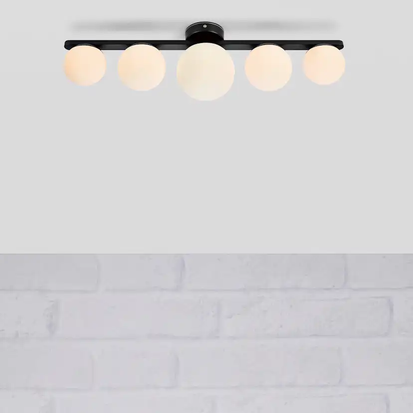 Tak/Vägglampa Markslöjd Puro 5L Svart/Opal IP44