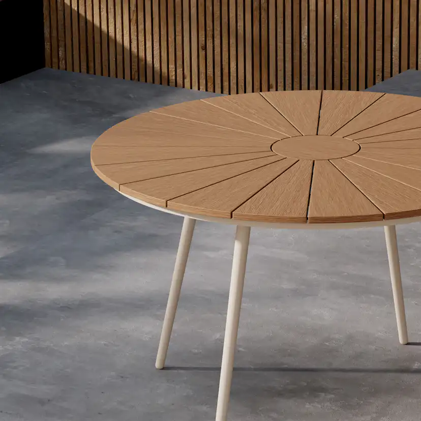 San Vito Dining Table Ø120 - Beige / Wood Beige