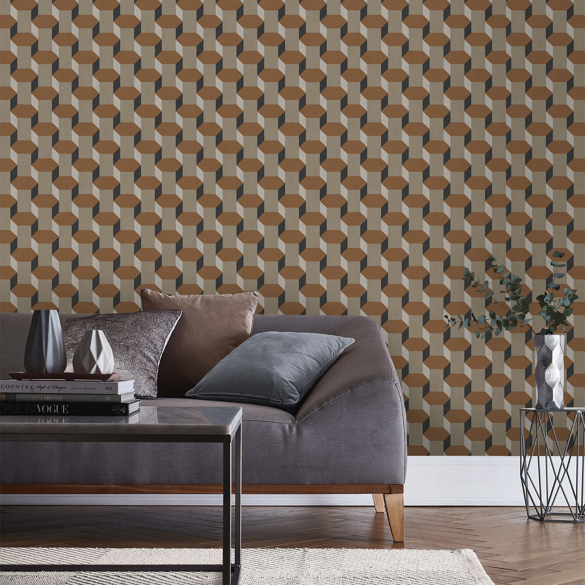 Tapet Sublime Vintage Geometriskmetrics Brun 121138