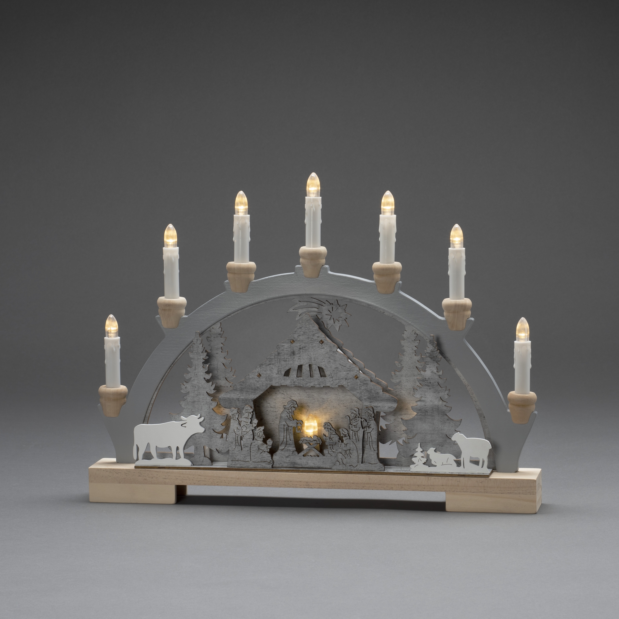 Adventsljusstake Gnosjö Konstsmide Motiv 7 Ljus Hus och Djur