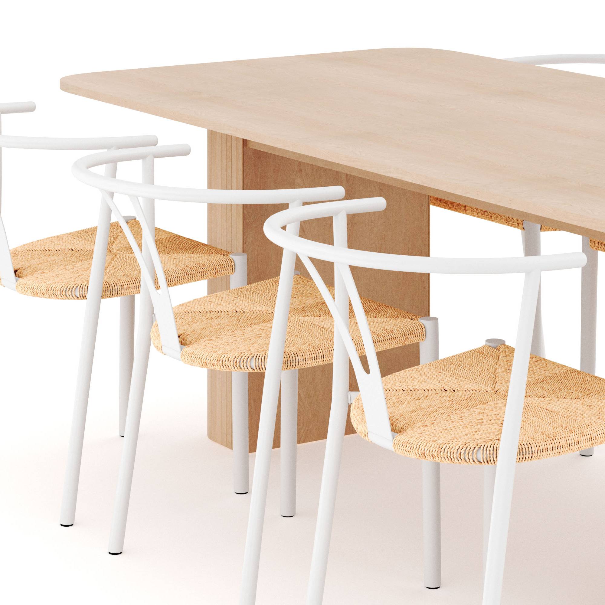 Matgrupp Bark Kopparbo Rektangulärt Matbord 200-260 cm Förlängningsbartt med 6 Elysia Matstol