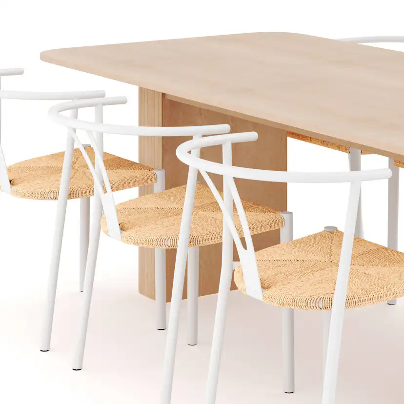 Matgrupp Bark Kopparbo Rektangulärt Matbord 200-260 cm Förlängningsbartt med 6 Elysia Matstol