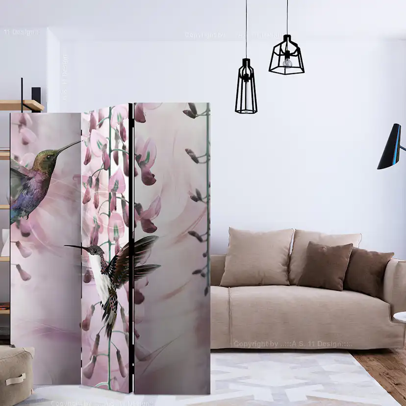 Rumsavdelare Skärmvägg Arkiio Flying Hummingbirds Pink 135x172 cm