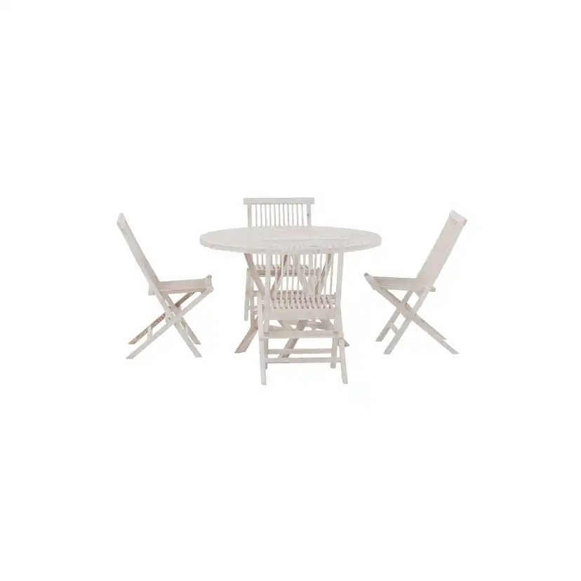 Kenya Table - Whitewash with 4 Kenya Chair - Whitewash Färg: Vitlaserad