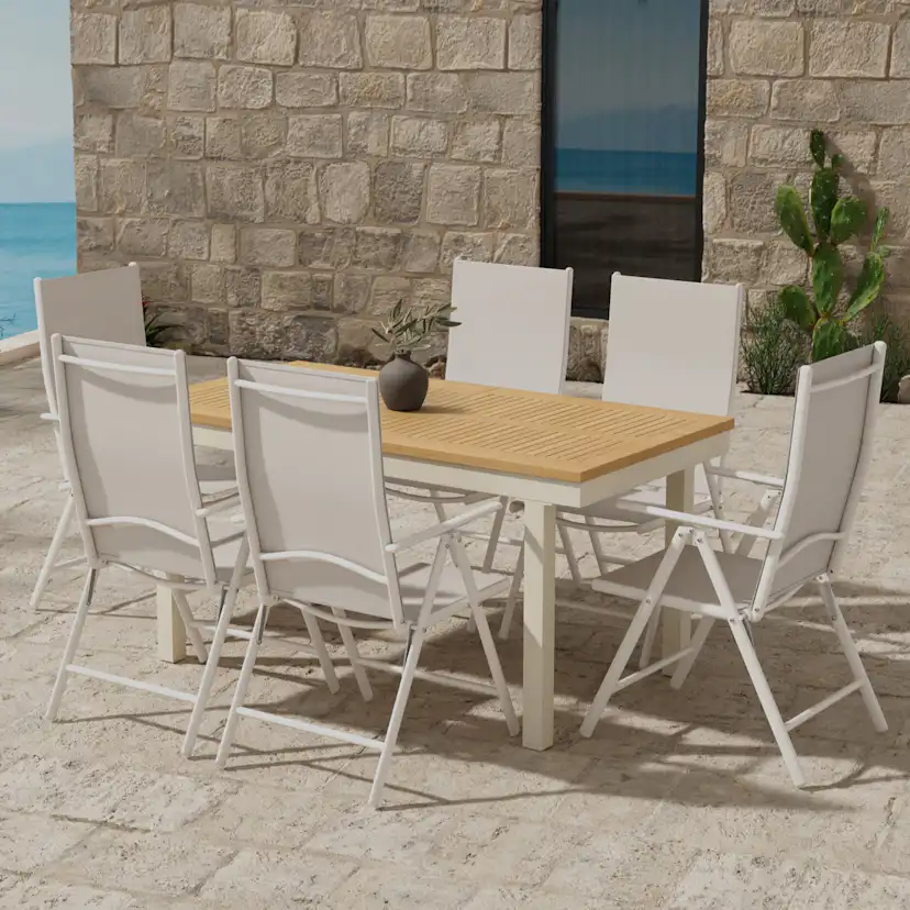 Matgrupp Utomhus Venture Home Panama 90x160 cm med 6 st Break Trädgårdsstolar