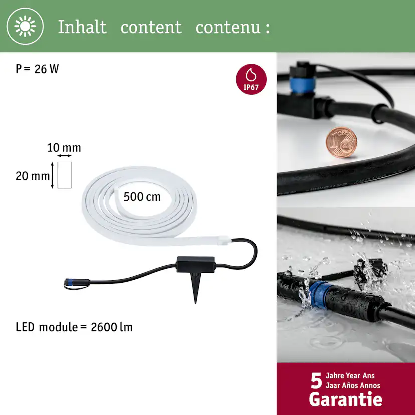 LED-strip Paulmann Smooth Plug & Shine IP67 24V Ljus: RGBW+, Längd: 5