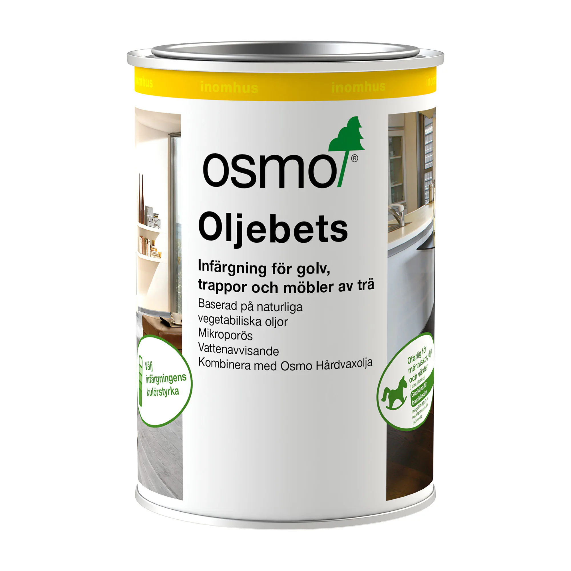 Oljebets Osmo För Infärgning av Trägolv & Möbler, Vit 1L