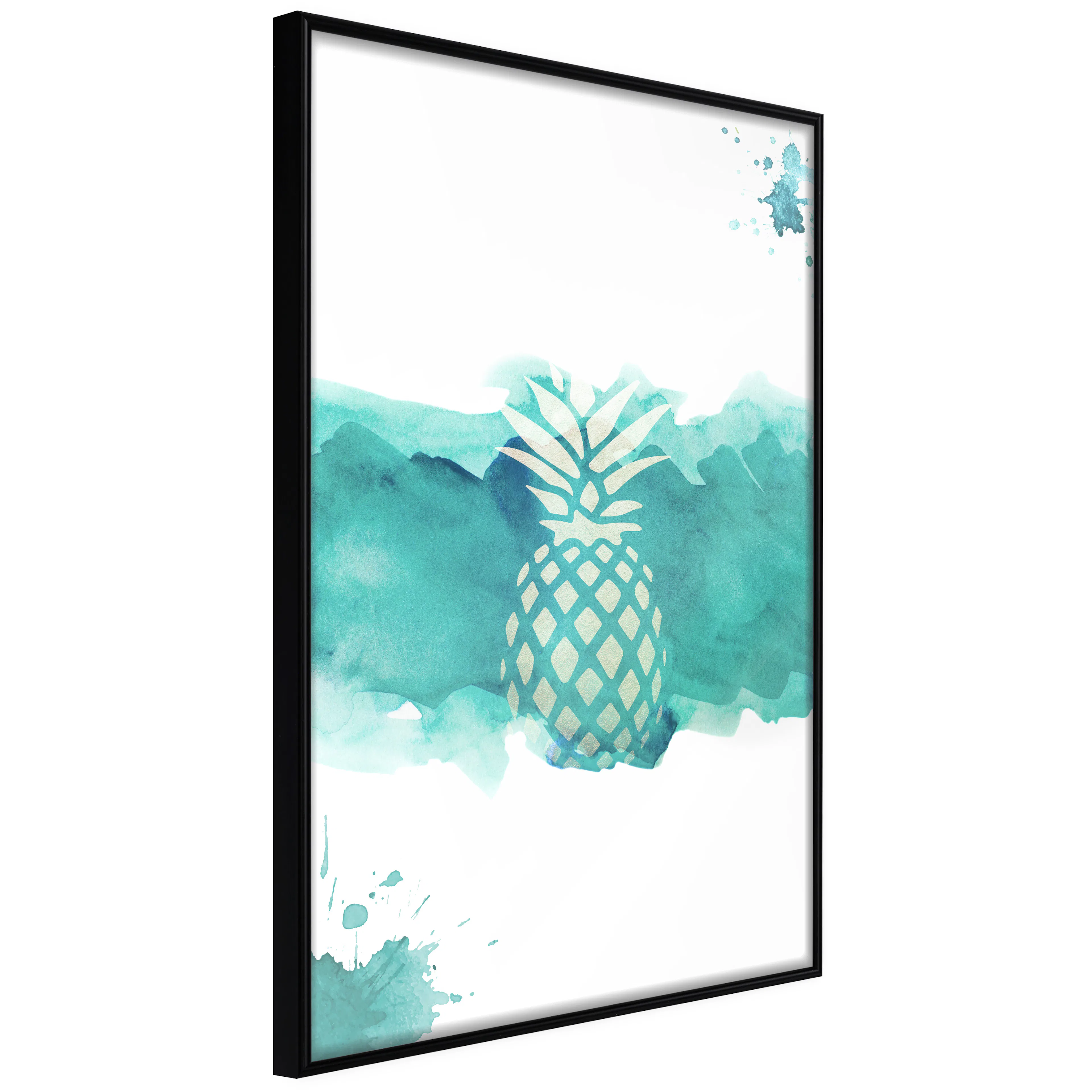 Affisch - Pineapple in Watercolours [Poster] 20x30 Svart ram, 20x30 cm