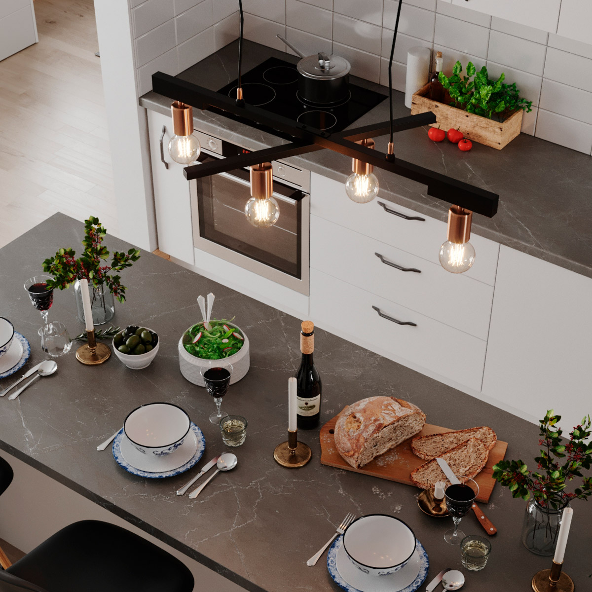 Taklampa By Rydéns Zeona 4-lite Svart Matt