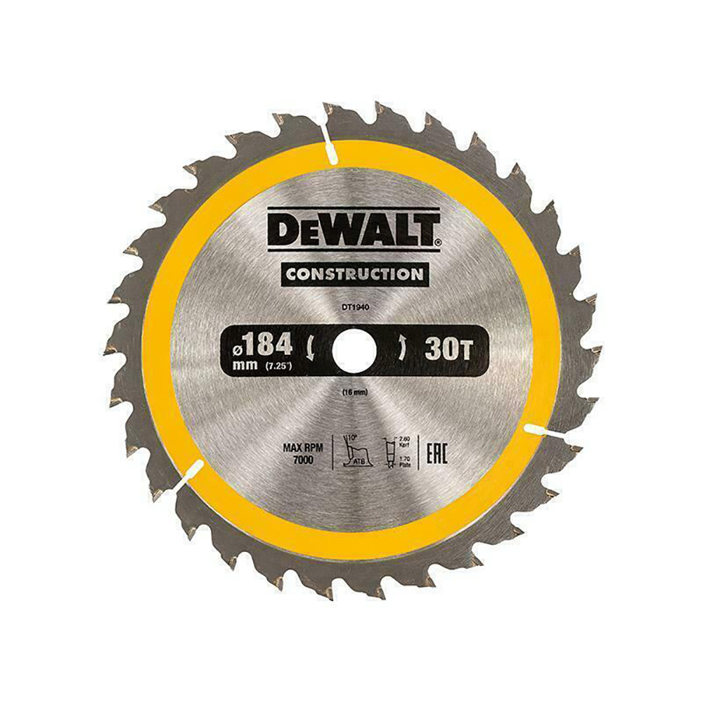 Cirkelsågklinga DeWalt DT1940 184X16 mm 30T