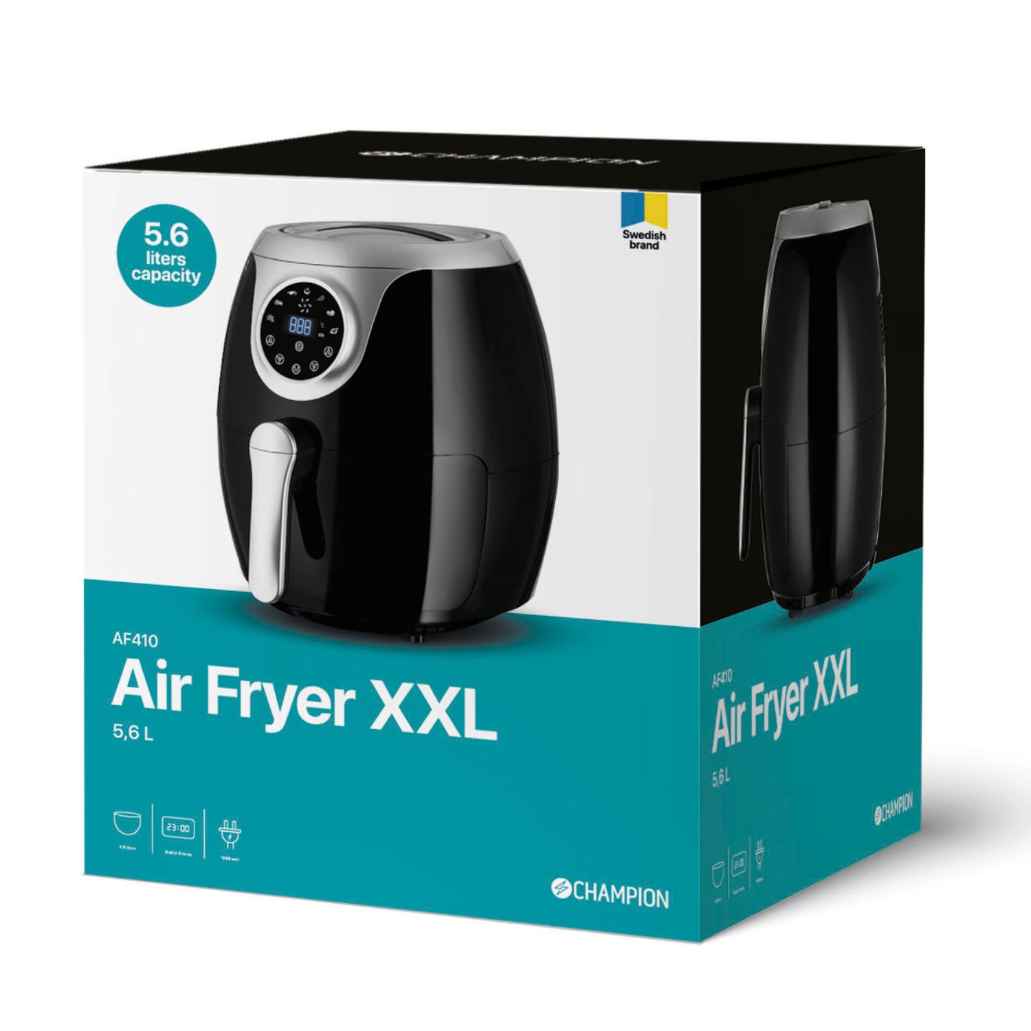 Air Fryer Champion XXL 5,6L 1800W AF410 Svart/Silver