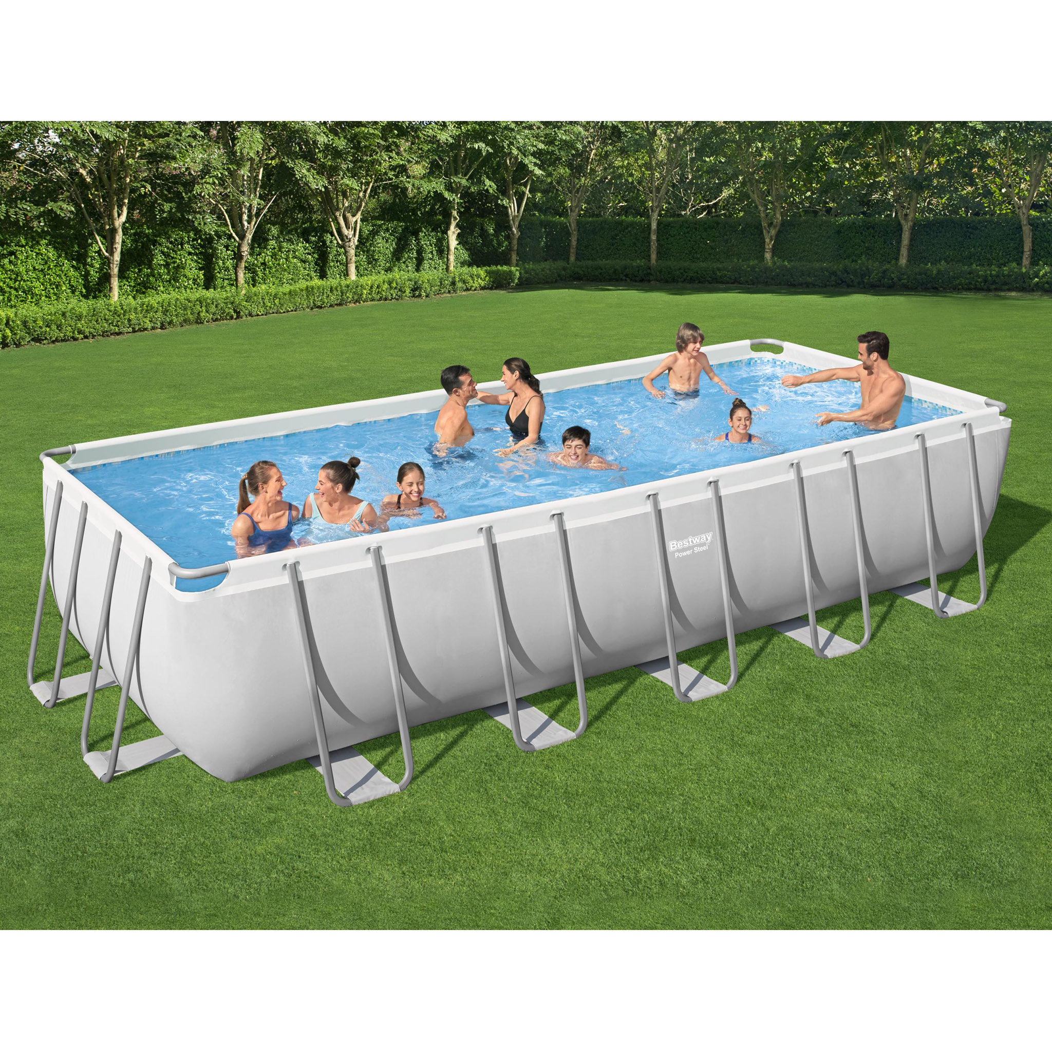 Poolpaket Bestway Power Steel 6,4 x 2,74 m Stålramspool Ovanmark med Filterpump