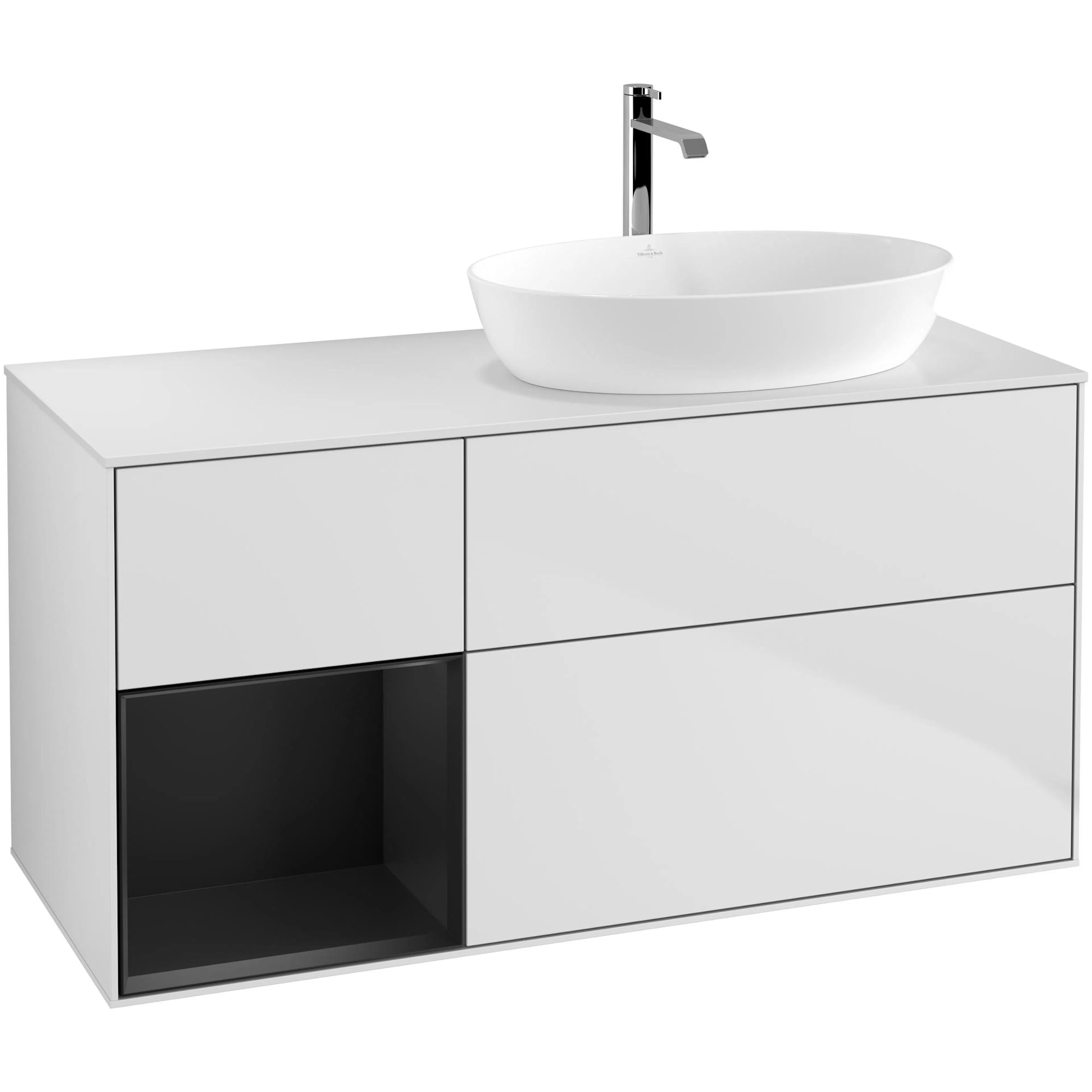 Tvättställsskåp Villeroy & Boch Finion med 3 Lådor Hylla och Bänkskiva för Ocentrerat Tvättställ från Artis & Collaro