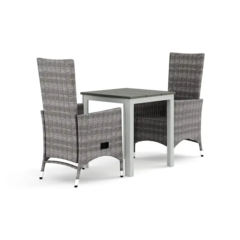 Trädgårdsgrupp Comfort Garden Tunis utomhus caféset 70x70 cm med 2 Jenny matstolar