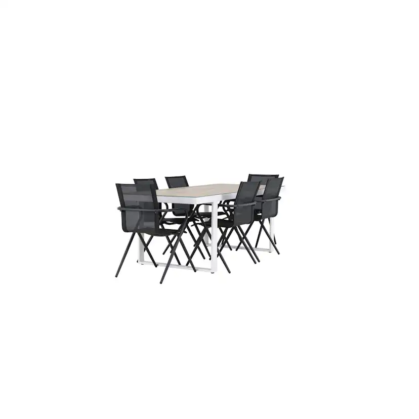 Merlo Dining Table - White/Whitewash +Alina Dining Chair - B Trädgårdsgrupp Venture Home Merlo med 6 Alina Stolar