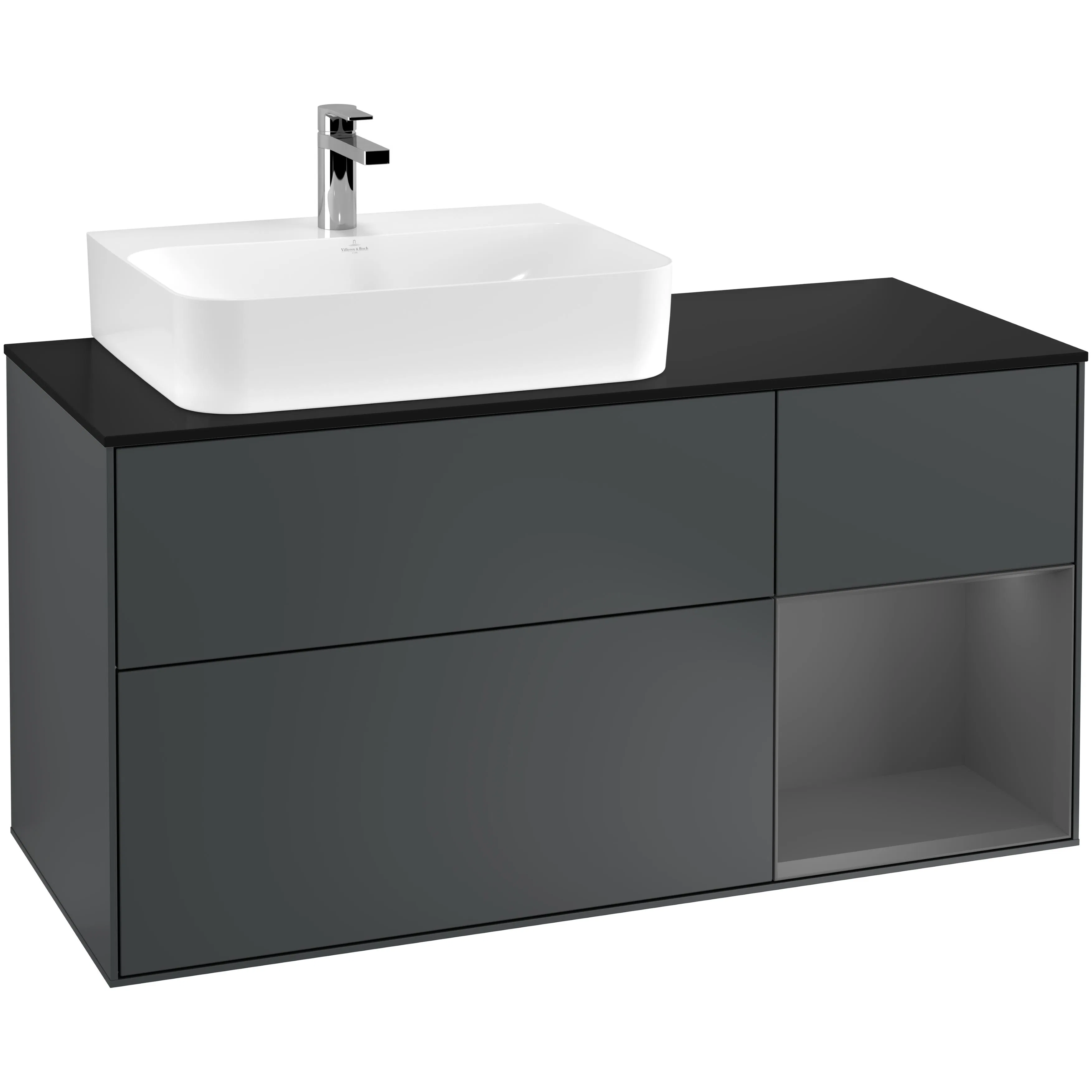 Tvättställsskåp Villeroy & Boch Finion med 3 Lådor Hylla och Bänkskiva för Ocentrerat Tvättställ