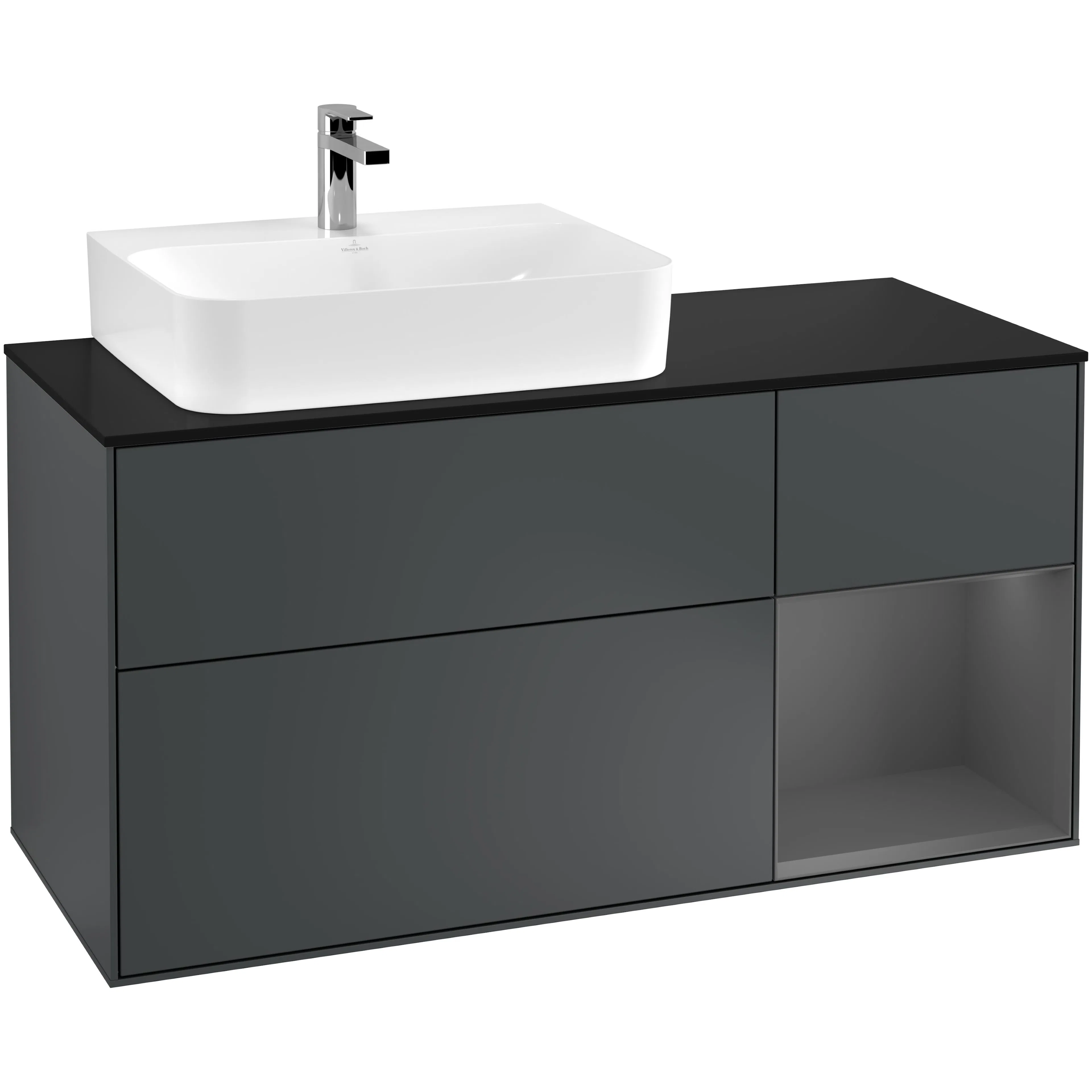 Tvättställsskåp Villeroy & Boch Finion med 3 Lådor Hylla och Bänkskiva för Ocentrerat Tvättställ