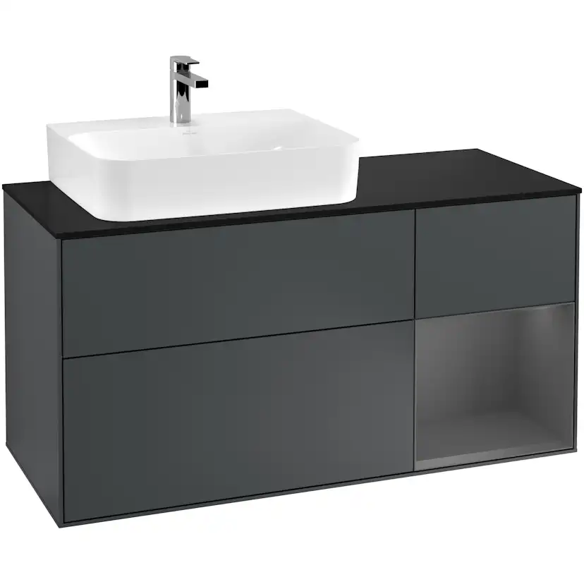 Tvättställsskåp Villeroy & Boch Finion med 3 Lådor Hylla och Bänkskiva för Ocentrerat Tvättställ