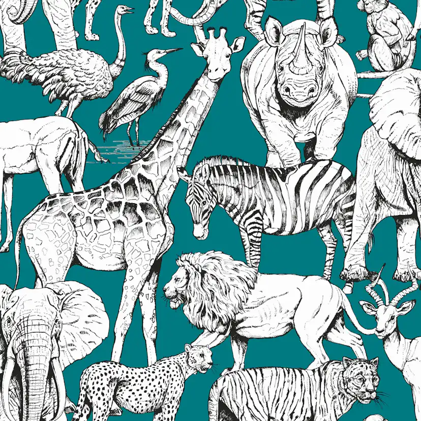 Tapet Superfresco Easy Jungle Animals Grön