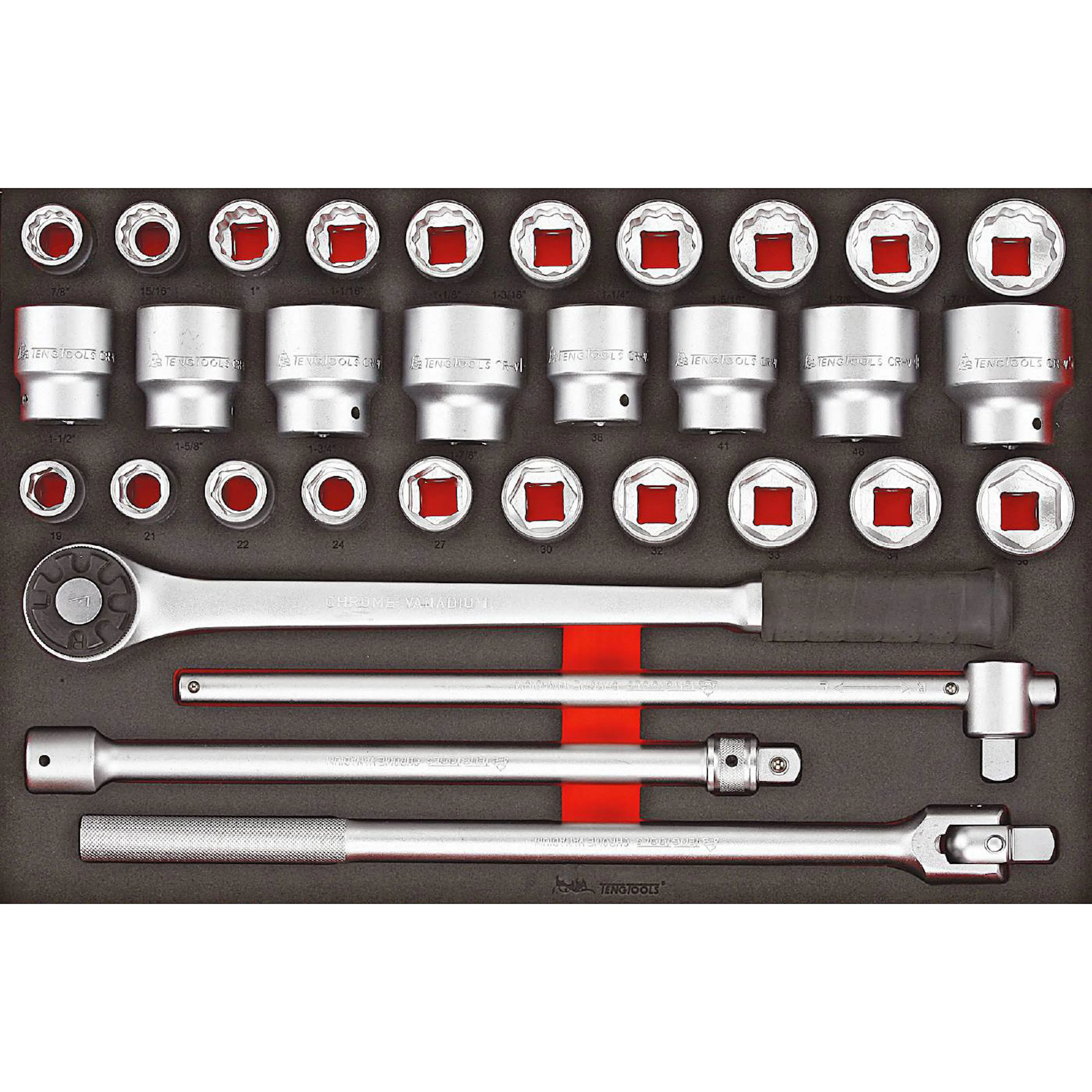 Hylsnyckelsats 32 delar med 3/4 tum fyrkantsfäste Teng Tools TTESK32