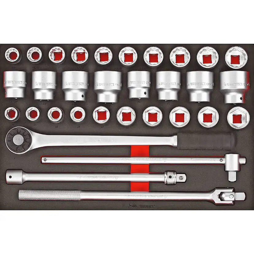 Hylsnyckelsats 32 delar med 3/4 tum fyrkantsfäste Teng Tools TTESK32