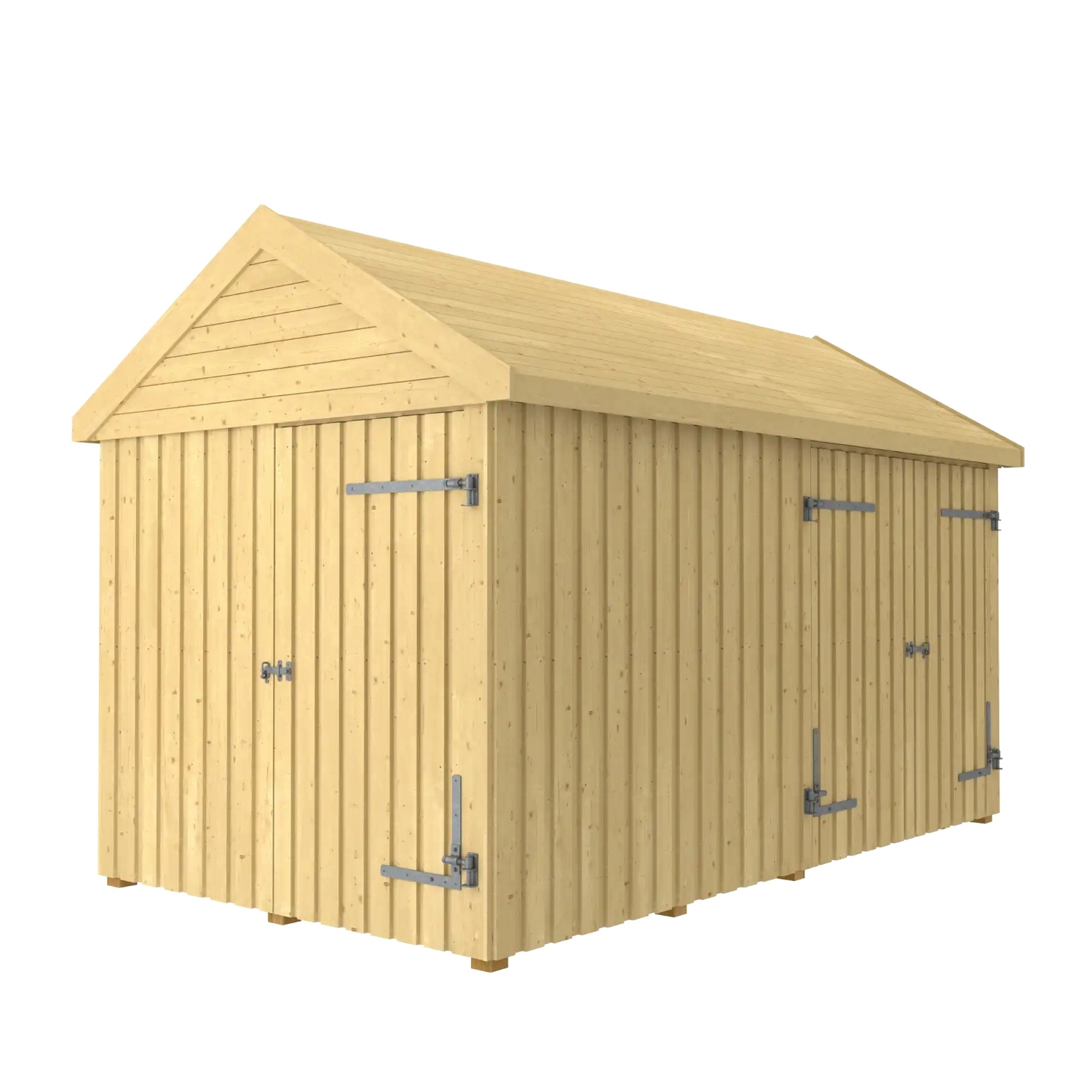 Classic Multi Trädgårdshus 10 m² - 2 moduler med enkel- och Utan takpapp, aluminiumslister och H-stolpfötter