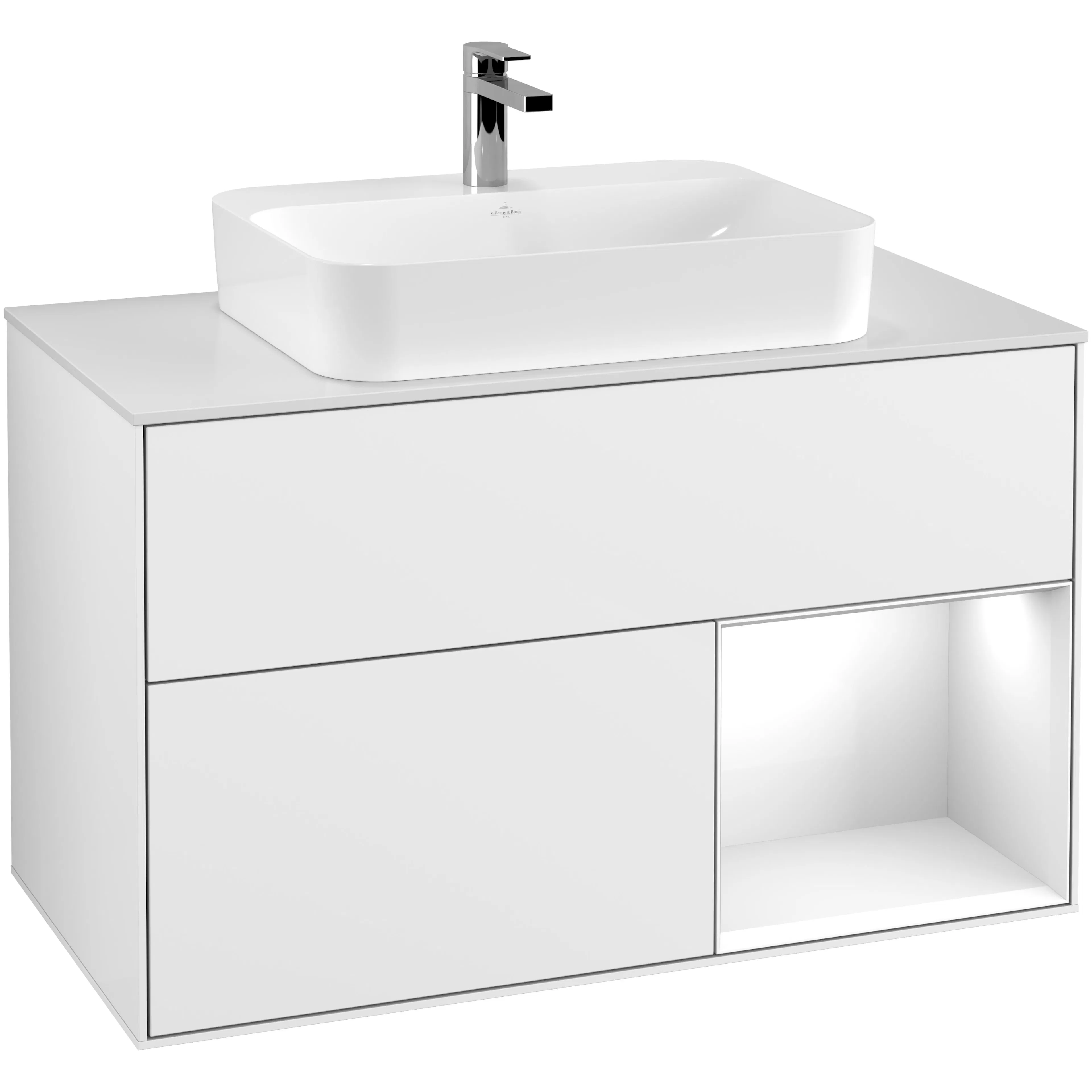 Tvättställsskåp Villeroy & Boch Finion med 2 Lådor Hylla och Bänkskiva för Ytmonterat Tvättställ