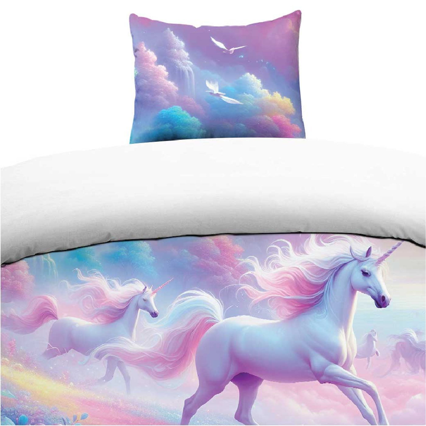 Påslakanset Enkelsäng Borganäs of Sweden 2-Dels Set Unicorns Multi