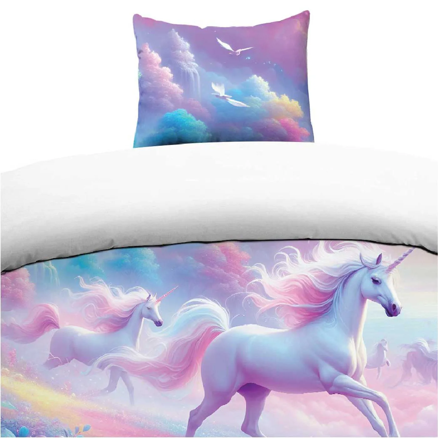 Påslakanset Enkelsäng Borganäs of Sweden 2-Dels Set Unicorns Multi