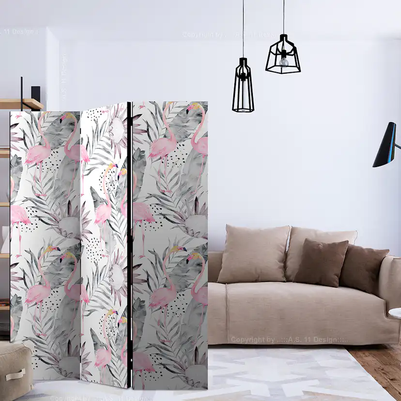 Rumsavdelare Skärmvägg Arkiio Flamingos And Twigs 135x172 cm