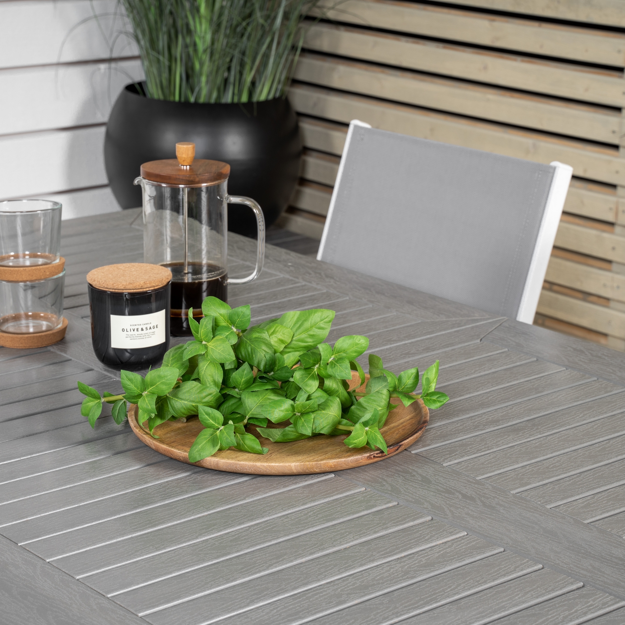 Albany Dining Table 152/210*90 - White Alu / Grey Aintwood+P Vit/Grå