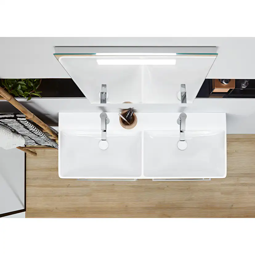 Tvättställ villeroy & Boch Avento 4A23CKR1 Vit Alpin CeramicPlus, Med Bräddavlopp, för Två Trehålsblandare