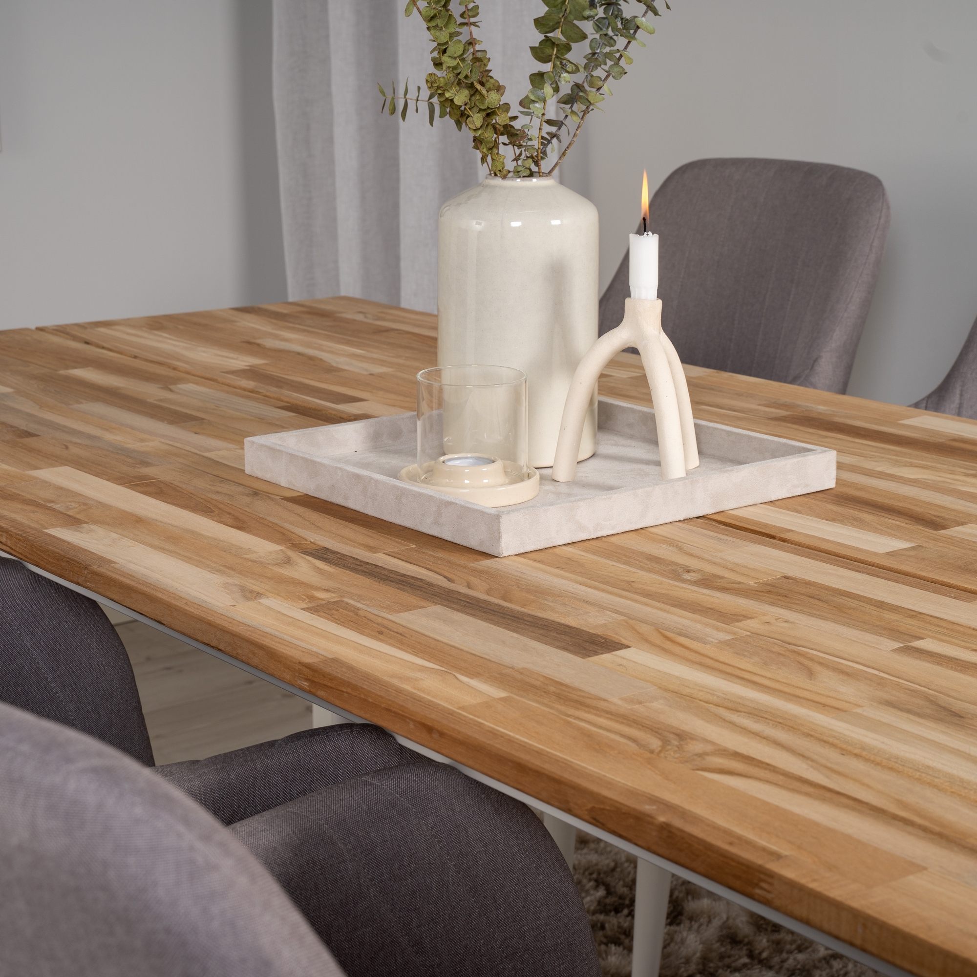 Cirebon Dining table 200*90cm - wood / White+Comfort Karmsto Natur/Vit
